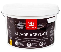 Краска Tikkurila "Фасад Акрилат" (Facade Acrylate) база А 9л гл/мат для фасадов и интерьеров