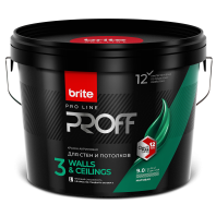Краска Brite Professional "Для стен и потолков" база А 9л матовая Краска Brite Professional "Для стен и потолков" база А 9л матовая