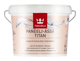 Лак Tikkurila "Панели-Ясся Титан" (PANEELI- ASSA- TITAN) 3л акрилатный полуматовый для светлых пород дерева внутри помещения