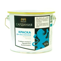 Краска Командор "Сардиния" база АР 2,7л совершенно матовая, влагостойкая для стен и потолков
