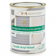 Краска Командор "Фасад Акрил Вуд" (FACADE ACRYL WOOD) база РМ 3 0,9л п/мат фасадная по дереву 