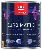 Краска EURO MATT 3 база С 0,9л глубоко матовая для стен и потолков