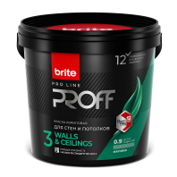 Краска Brite Professional "Для стен и потолков" база А 0,9л матовая Краска Brite Professional "Для стен и потолков" база А 0,9л матовая