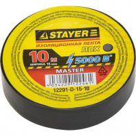 12291-D-15-10 Изолента STAYER "МАСТЕР" ПВХ черная 5000В 15мм*10м