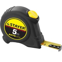 2-34126-05-19 Рулетка STAYER "МАСТЕР AUTOLOCK" обрезиненый корпус, автостоп 5м*19мм