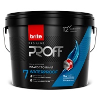 Краска Brite Professional "Интерьерная влагостойкая" база С 9л глубоко матовая 
