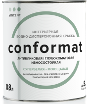 Краска Конформат (Conformat) база А 0,9л совершенно матовая Краска для стен и потолков