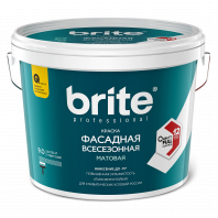 Краска Brite Professional "Фасадная всесезонная" база А 9л матовая (окрашивание до -15С) 