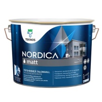 Краска Teknos "Нордика мат" (NORDICA MAT) база РМ3 9л совершенно матовая для наружных деревянных поверхностей