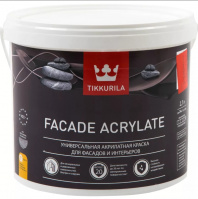 Краска Tikkurila "Фасад Акрилат" (Facade Acrylate) база С 2,7л гл/мат для фасадов и интерьеров