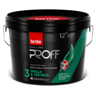 Краска Brite Professional "Для стен и потолков" база А 2,7л матовая Краска Brite Professional "Для стен и потолков" база А 2,7л матовая