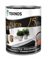 Краска Teknos "Футура 15" (Futura 15) база РМ1 0,9л полуматовая уретано-алкидная для внутренних работ