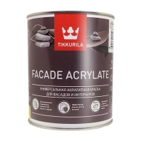 Краска Tikkurila "Фасад Акрилат" (Facade Acrylate) база А 0,9л гл/мат для фасадов и интерьеров