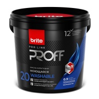 Краска Brite Professional "Интерьерная моющаяся" база А 0,9л шелковисто матовая 